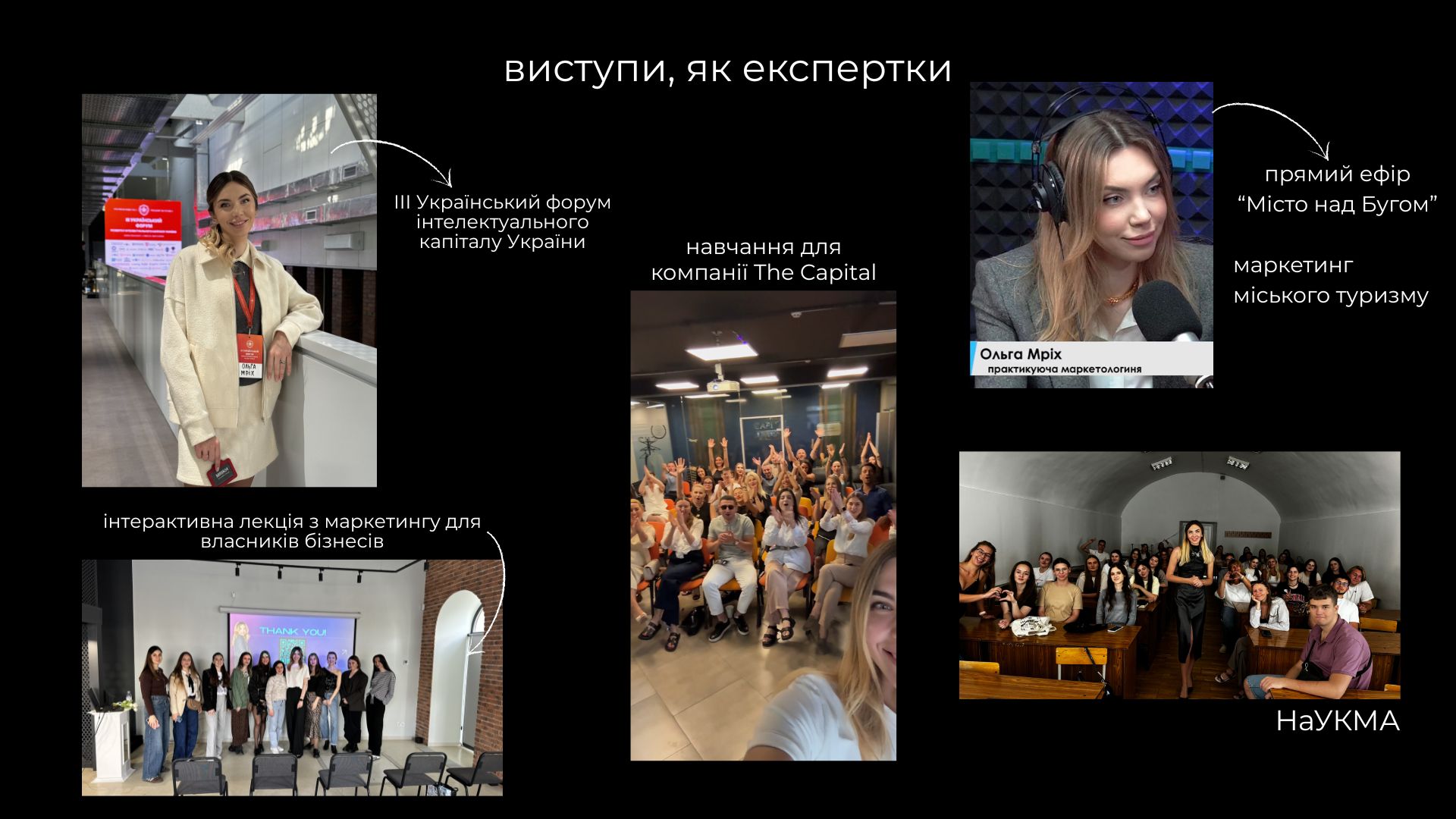 Навчання та експертність Olha Mrikh